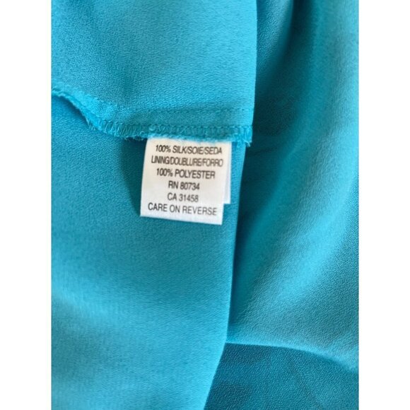 BCBG Y2K Silk Blue Floral Baby Doll Dress Size 6 - Picture 12 of 12